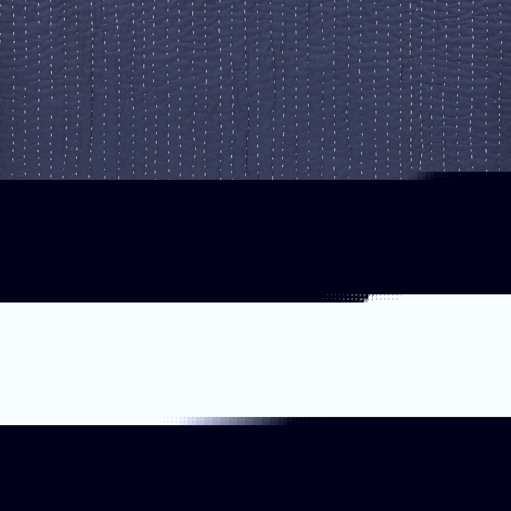 60" X 50" Blue Kantha Cotton Throw Blanket with Embroidery