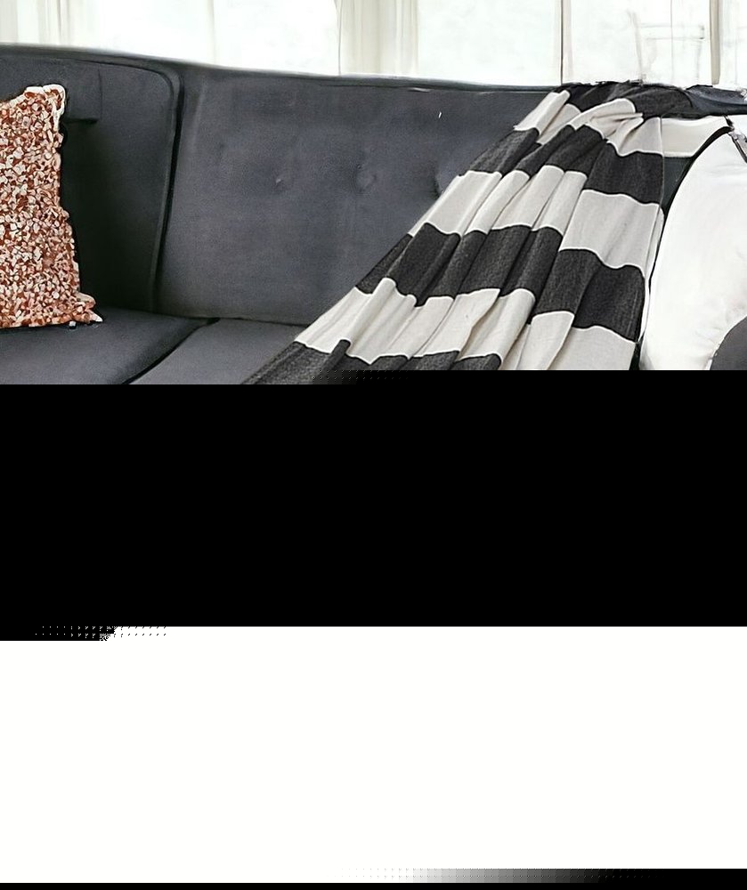 50" X 60" Blue and White Woven Cotton Striped Throw Blanket with Tassels