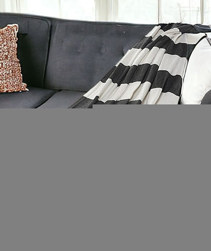 50" X 60" Blue and White Woven Cotton Striped Throw Blanket with Tassels