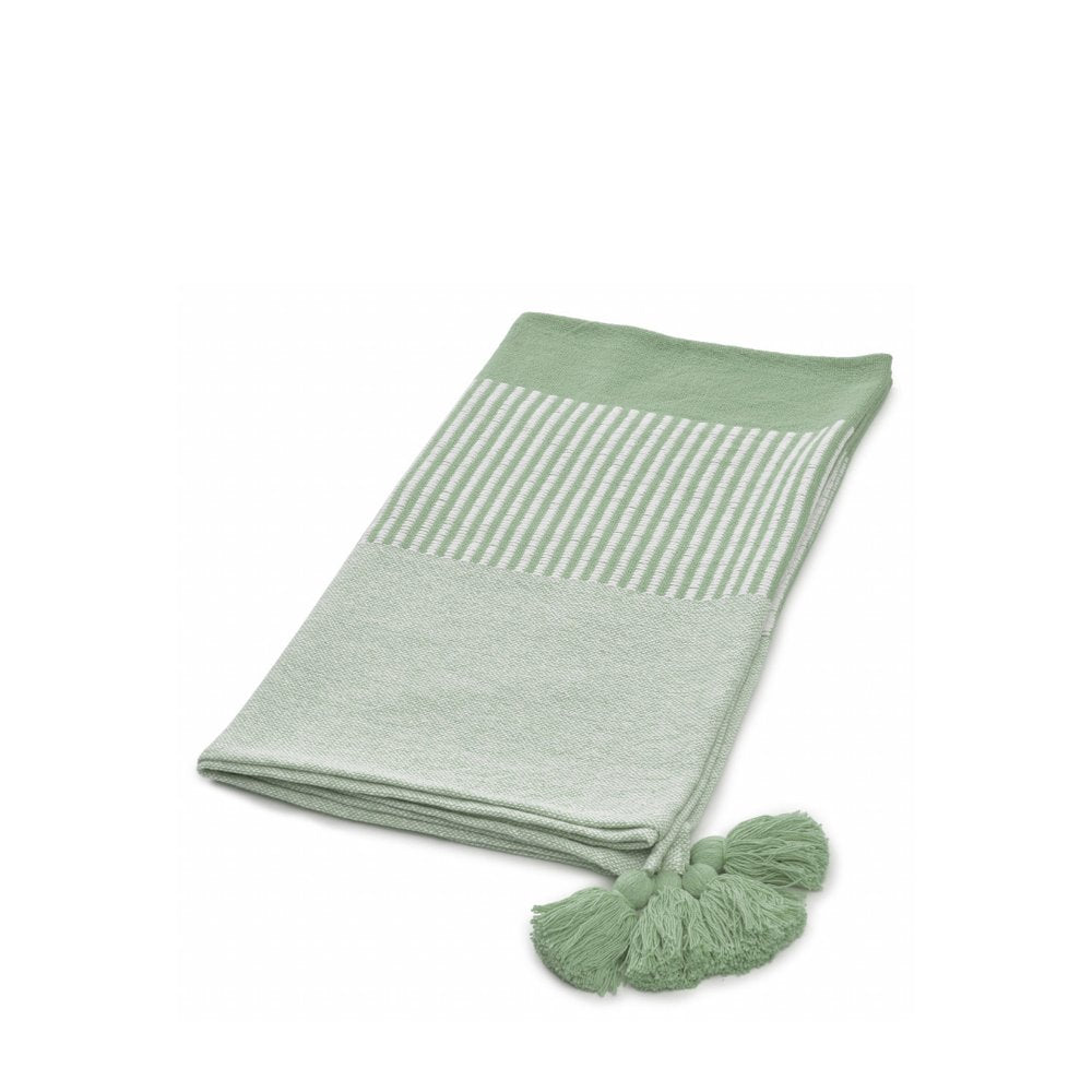 50" X 60" Blue Woven Cotton Striped Throw Blanket with Tassels
