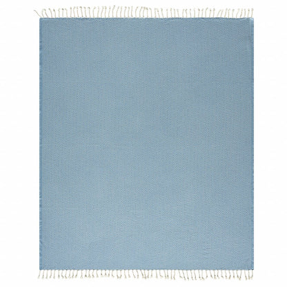 50" X 60" Gray Woven Cotton Geometric Throw Blanket with Fringe