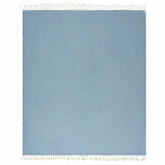 50" X 60" Gray Woven Cotton Geometric Throw Blanket with Fringe