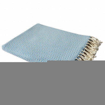 50" X 60" Gray Woven Cotton Geometric Throw Blanket with Fringe