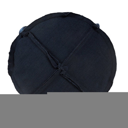 20" Blue Polyester Round Patchwork Indoor Outdoor Pouf Ottoman