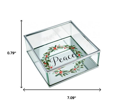 6" Silver Glass Christmas Vanity Tray