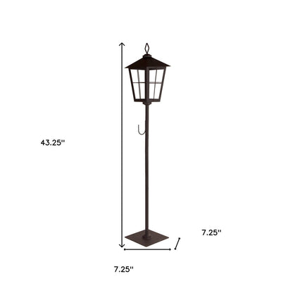 43" Black Geometric Glass And Metal Floor Lantern Candle Holder