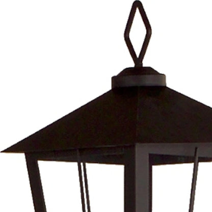 43" Black Geometric Glass And Metal Floor Lantern Candle Holder