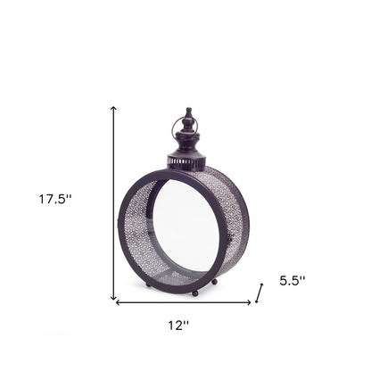 18" Black Ornate Metal Centerpiece Lantern Candle Holder