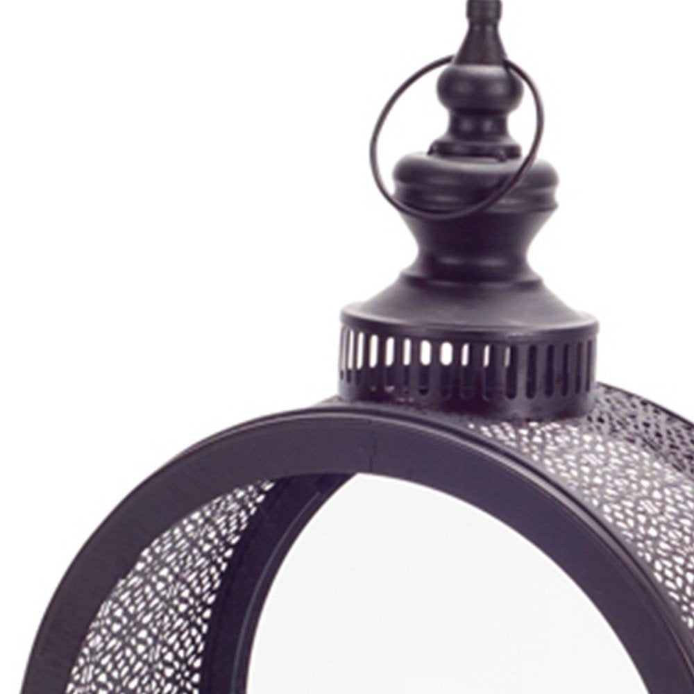 18" Black Ornate Metal Centerpiece Lantern Candle Holder