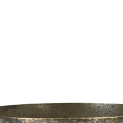 Set of Two Gold Distressed Metal Tabletop Taper Candlesticks