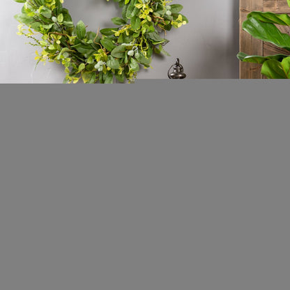 Set of Two Natural And Brown Distressed Geometric Wood And Metal Floor Lantern Candle Holders