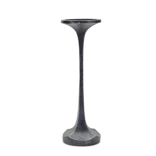 Set of Three Dark Gray Distressed Abstract Polyresin Tabletop Pillar Candle Holders