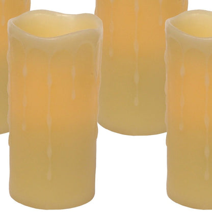 Set of Four Yellow Flameless Pillar Candles