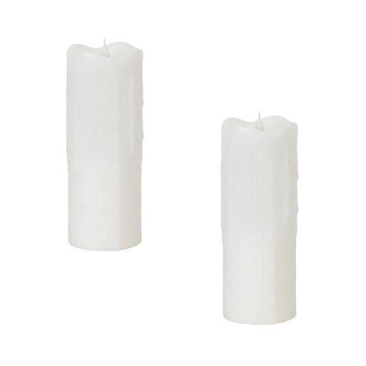 Set of Two White Flameless Pillar Candle