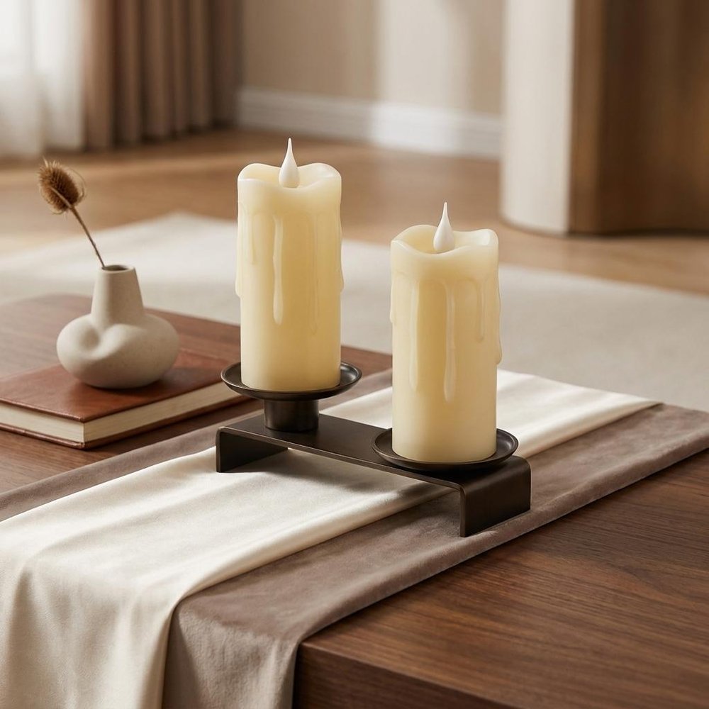 Set of Two Beige Flameless Votive Candle