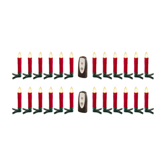 Set of Twentyfour Red Flameless Christmas Clip on Taper Candle