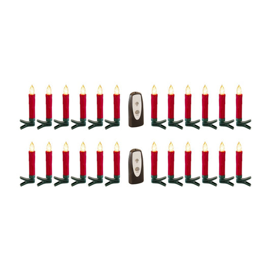 Set of Twentyfour Red Flameless Christmas Clip on Taper Candle