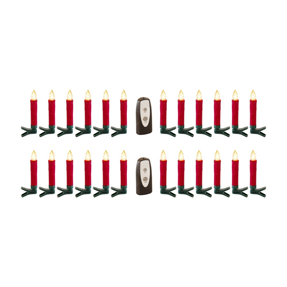 Set of Twentyfour Red Flameless Christmas Clip on Taper Candle
