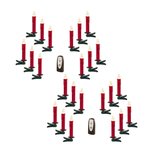 Set of Twentyfour Red Flameless Christmas Clip On Taper Candle