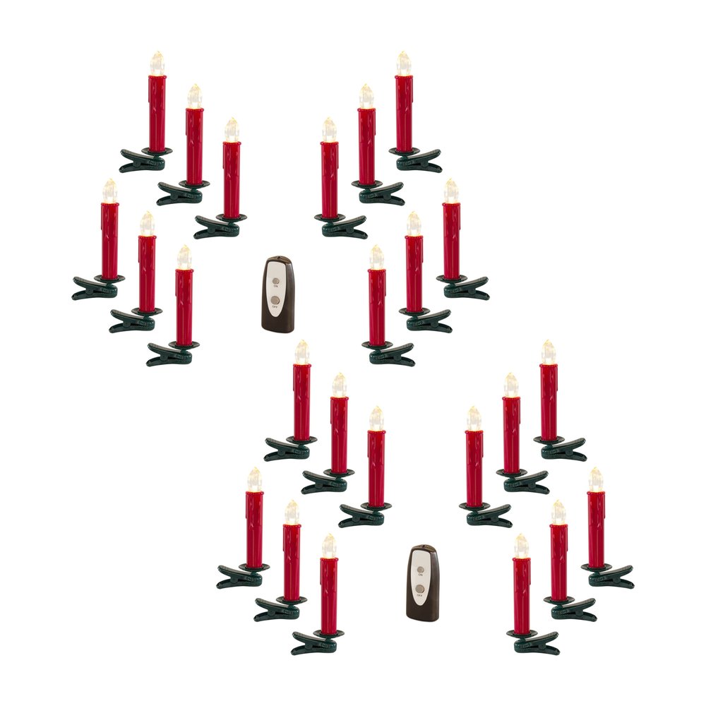 Set of Twentyfour Red Flameless Christmas Clip On Taper Candle