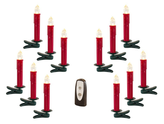 Set of Twentyfour Red Flameless Christmas Clip On Taper Candle