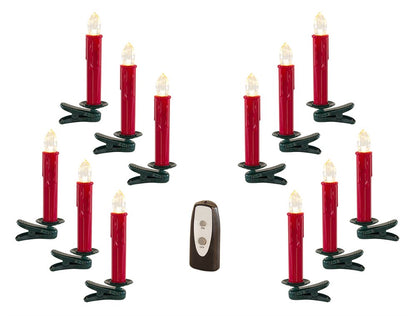 Set of Twentyfour Red Flameless Christmas Clip On Taper Candle
