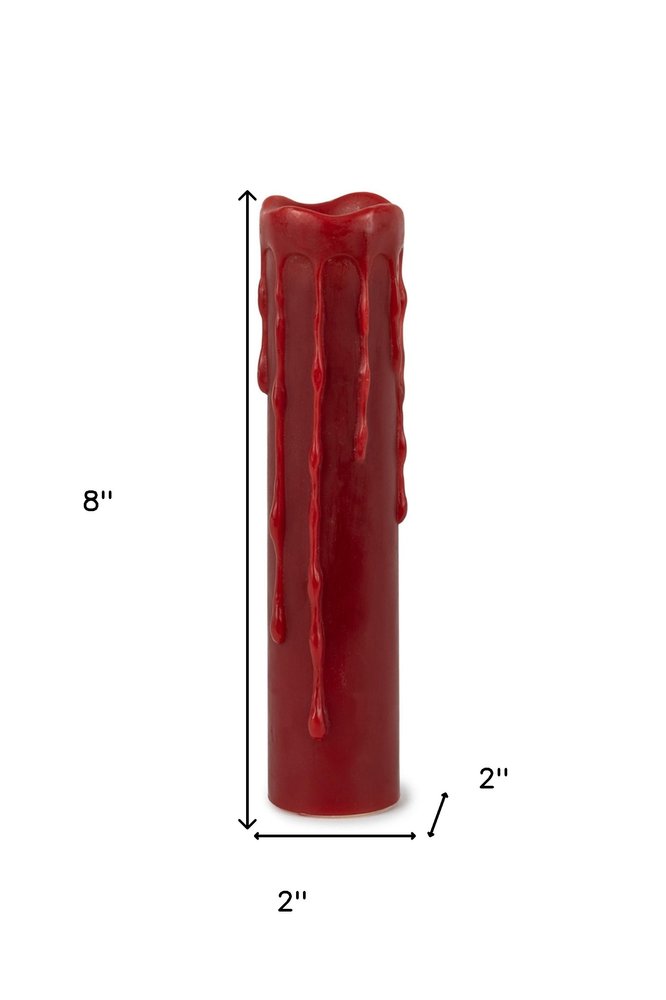 Set of Two Red Flameless Pillar Candle