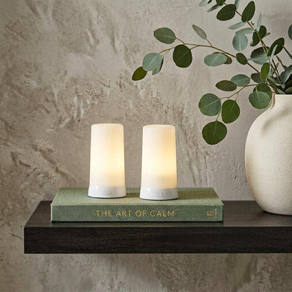 Set of Two White Flameless Pillar Candles