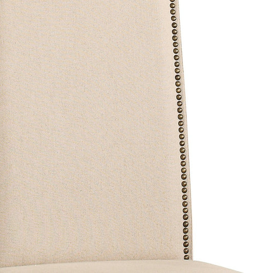 Cream And Chestnut Upholstered Linen Dining Parsons Chair