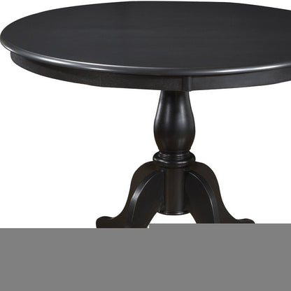 42" Black Rounded Solid Manufactured Wood And Solid Wood Pedestal Base Dining Table