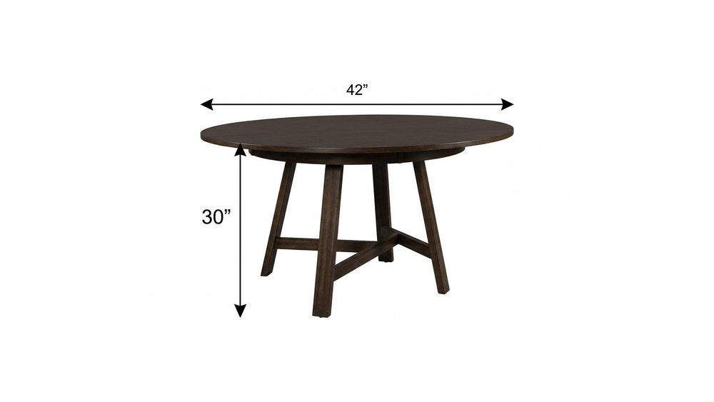 42" Espresso Rounded Solid Manufactured Wood Pedestal Base Dining Table