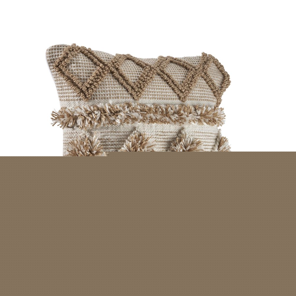 20" X 20" Tan Zippered Geometric Indoor Outdoor Throw Pillow