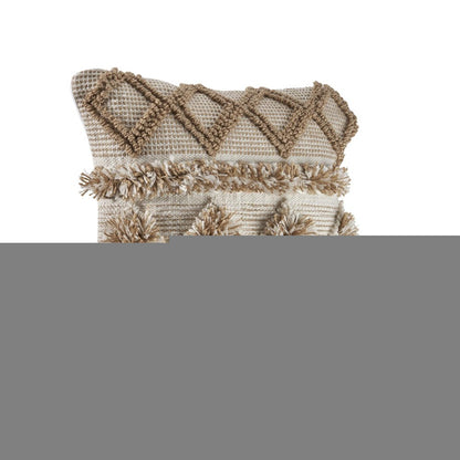 20" X 20" Tan Zippered Geometric Indoor Outdoor Throw Pillow