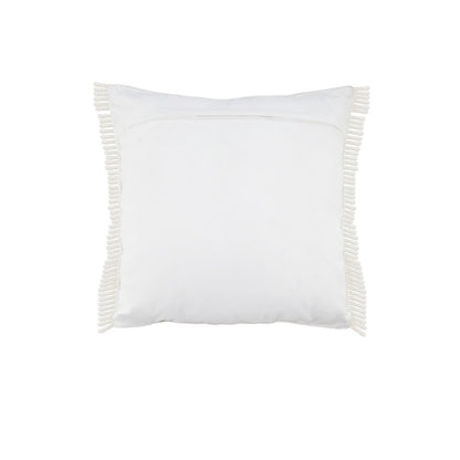 14" X 36" White Textured Indoor Outdoor Throw Pillow With Fringe