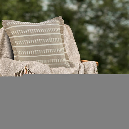 24" X 24" Tan Zippered Coastal Indoor Outdoor Throw Pillow