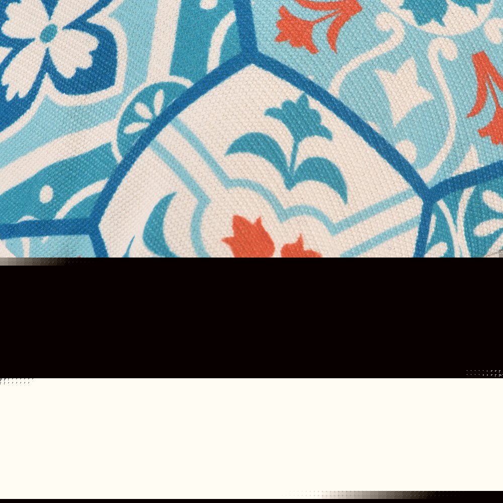 20" X 20" Blue Zippered Patchwork Indoor Outdoor Throw Pillow