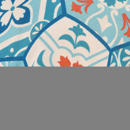 20" X 20" Blue Zippered Patchwork Indoor Outdoor Throw Pillow