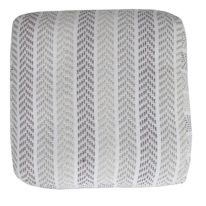 18" Gray And White Cotton Chevron Pouf Ottoman