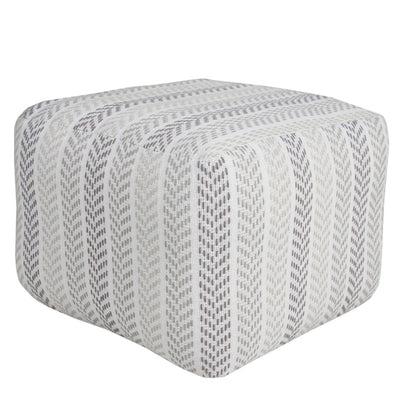 18" Gray And White Cotton Chevron Pouf Ottoman