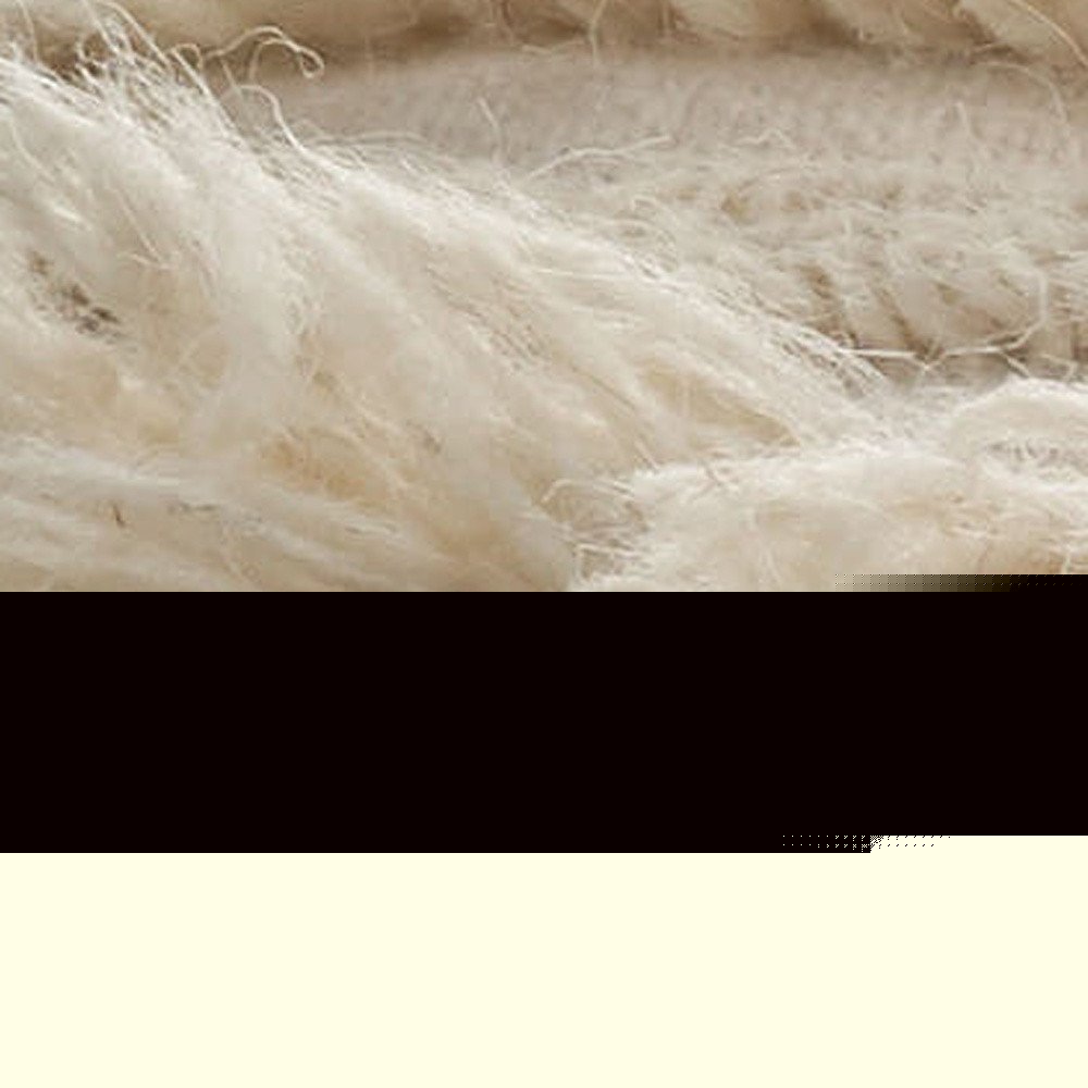 18" Ivory Cotton Round Striped Pouf Ottoman