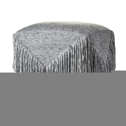 18" Gray Wool Cotton Blend Pouf Ottoman