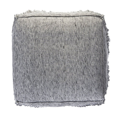 18" Gray Wool Cotton Blend Pouf Ottoman