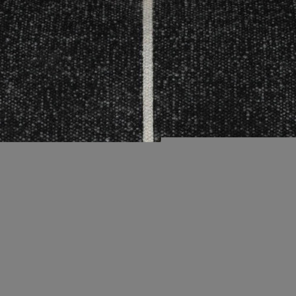 18" Black Cotton Geometric Pouf Ottoman