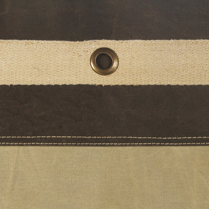 20" Brown Cotton Striped Pouf Ottoman