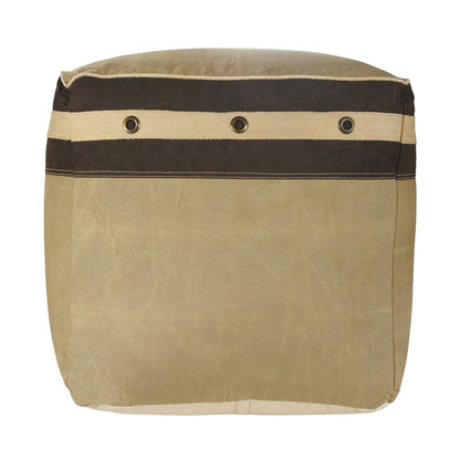 20" Brown Cotton Striped Pouf Ottoman