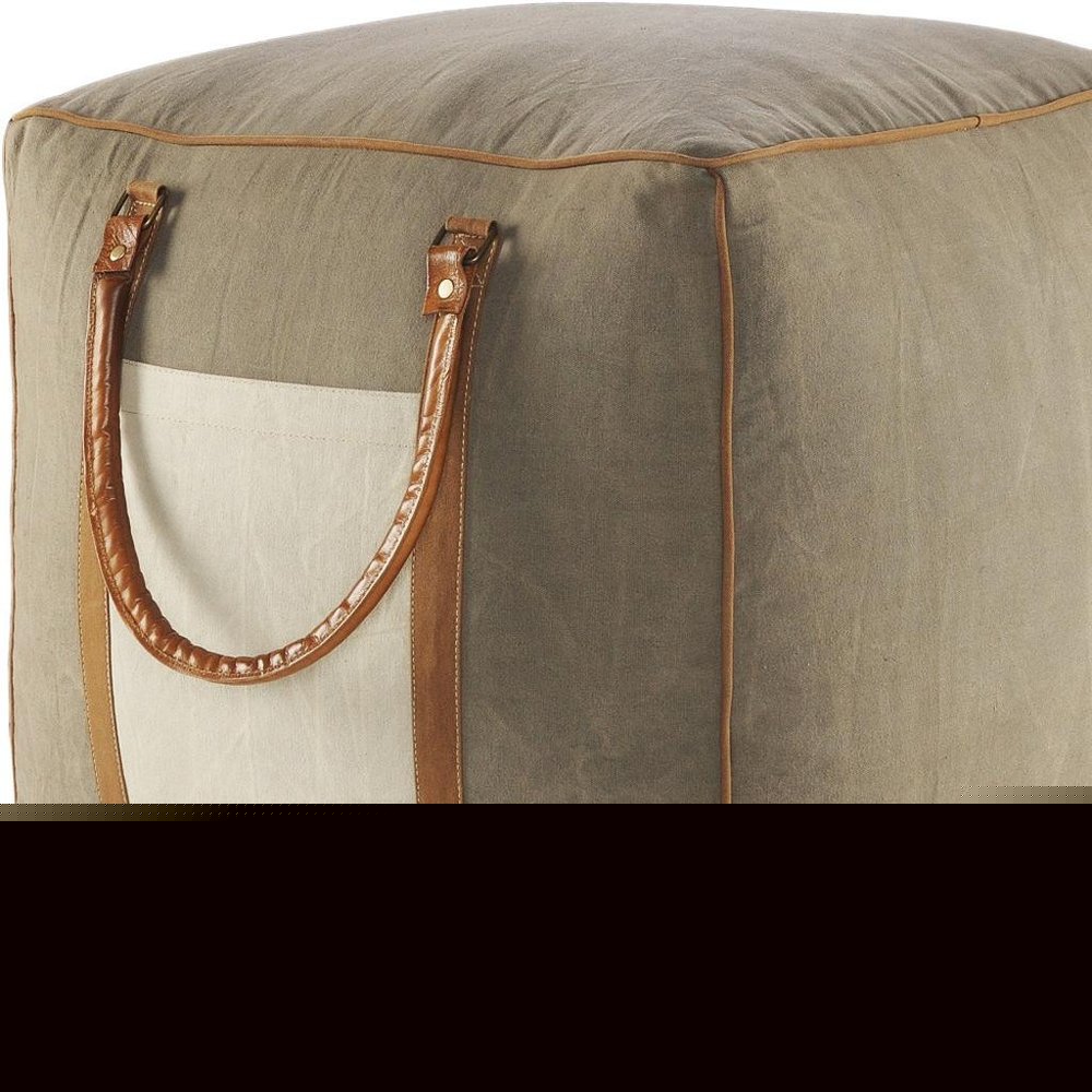 20" Gray Cotton Blend Ottoman