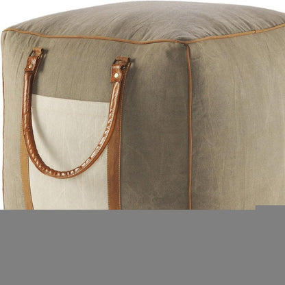 20" Gray Cotton Blend Ottoman