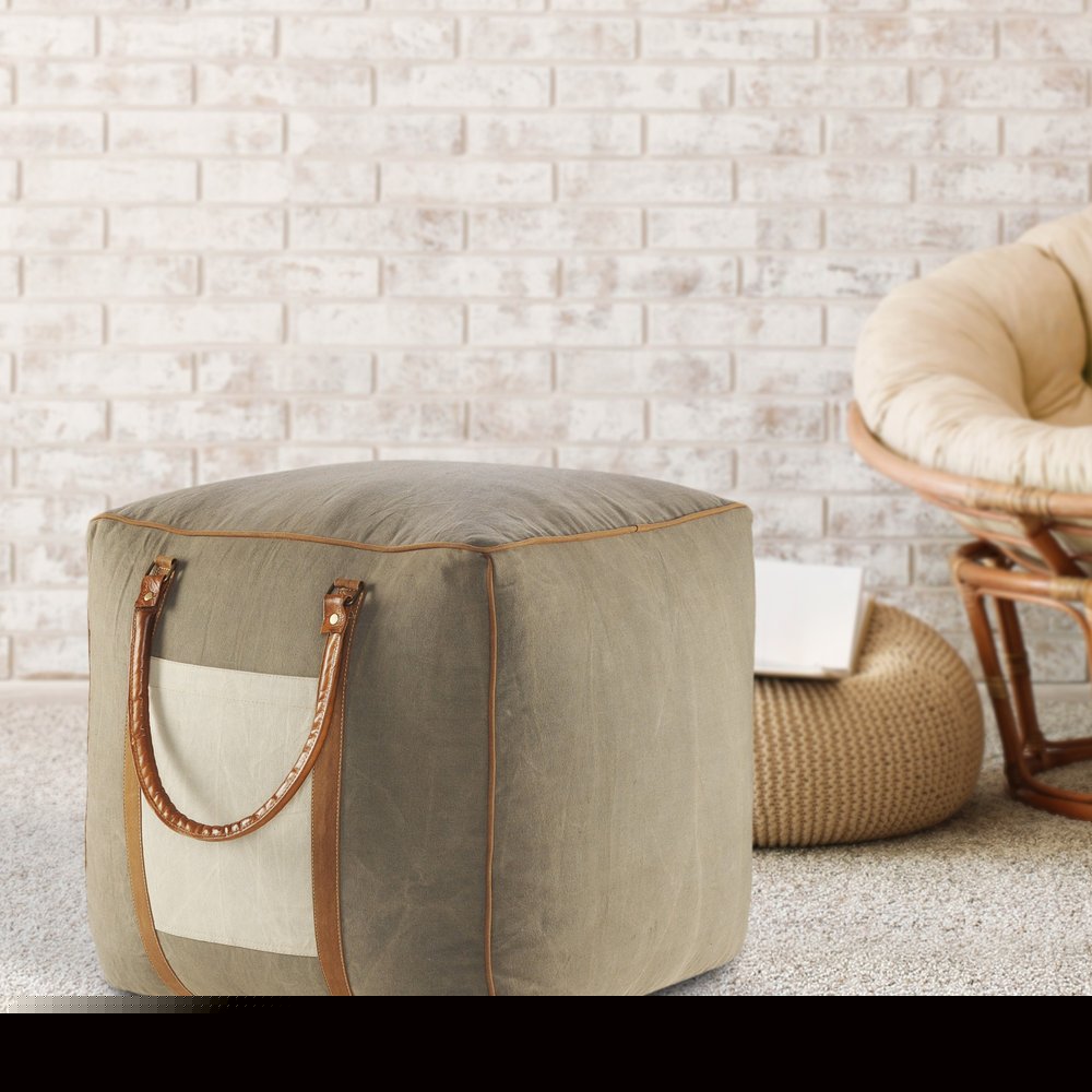 20" Gray Cotton Blend Ottoman