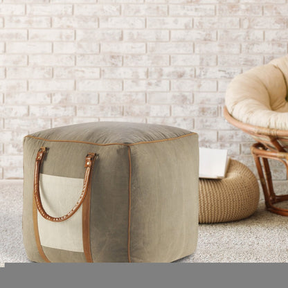 20" Gray Cotton Blend Ottoman