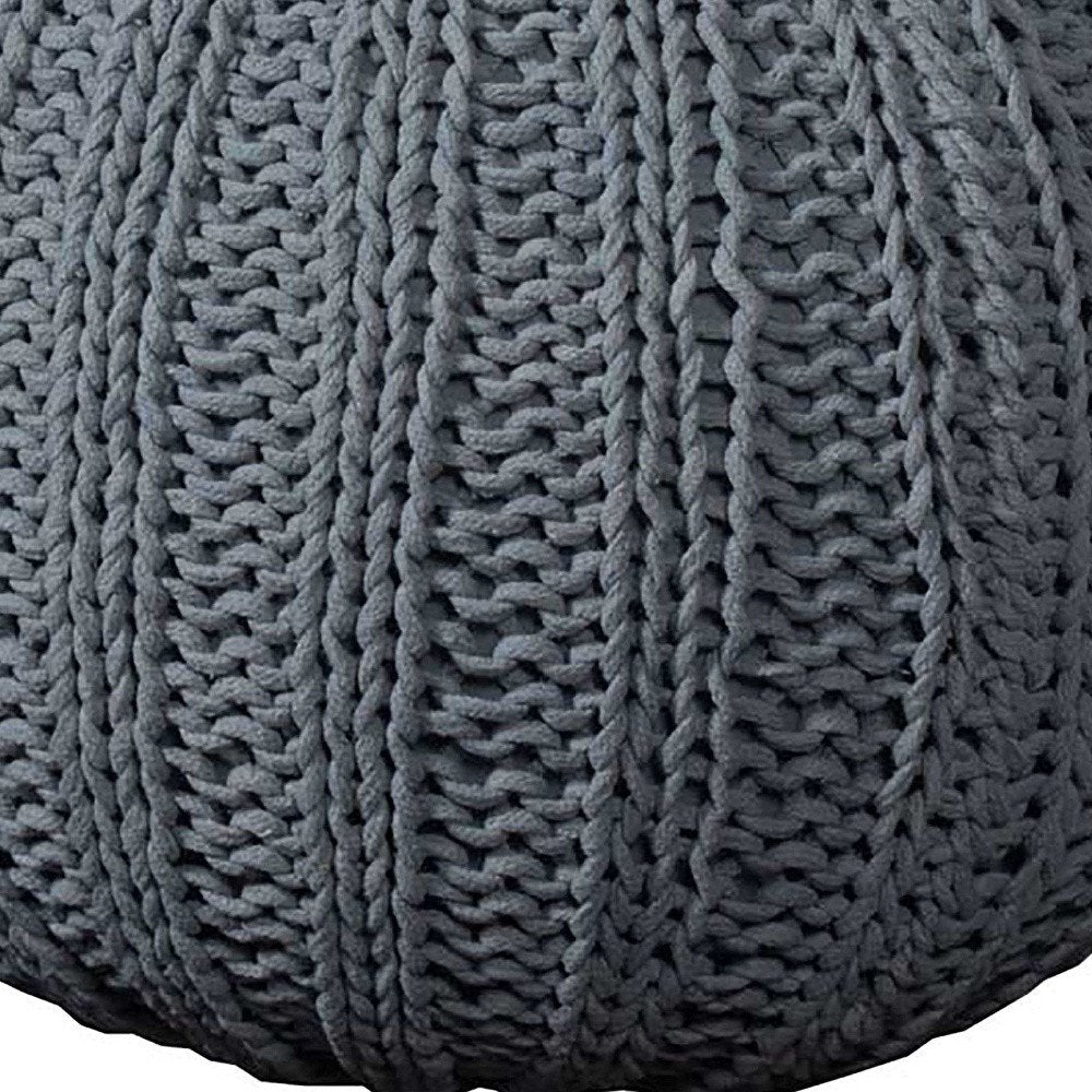 20" Gray Cotton Round Pouf Ottoman